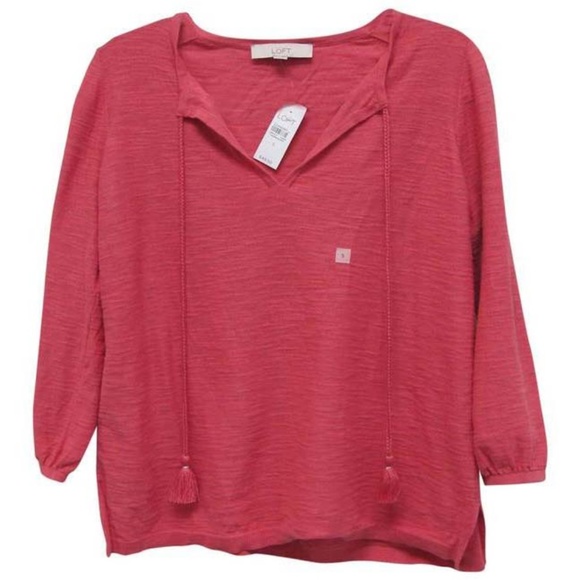 Ann Taylor LOFT Tasseled Split Neck Sweater Size S - Picture 1 of 5